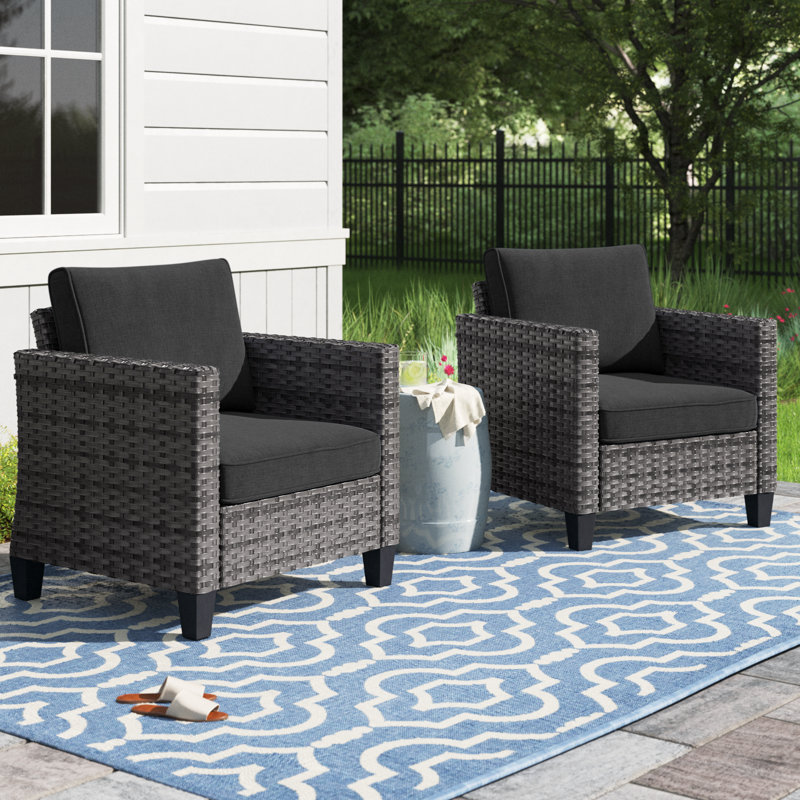 Allcot Patio Chair with Cushions Set of 2 Lark Manor Cushion Color Black